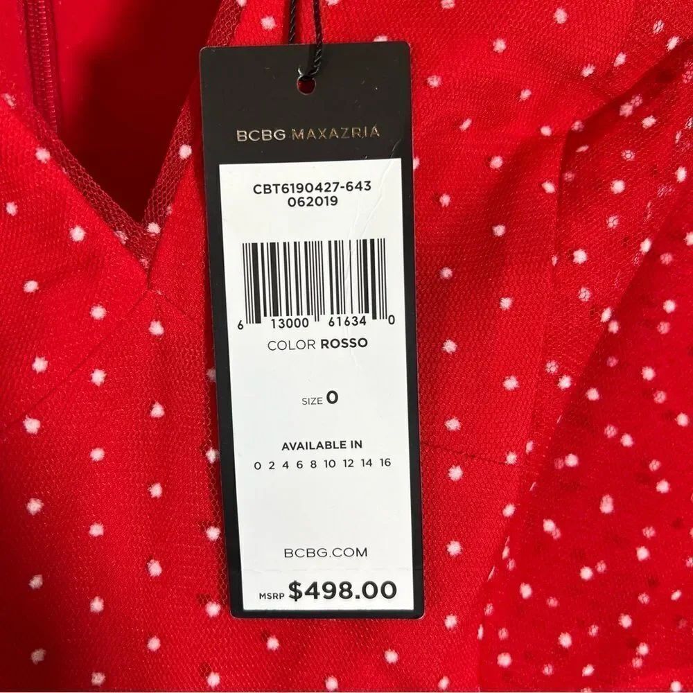 NWT BCBGMAXAZRIA Tiered Polka Dot Gown | Size 0 - Picture 7 of 13